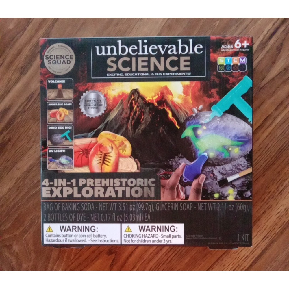 Unbelievable Science 4-in-1 Prehistoric Exploration Children's 8+ NEW Open Box